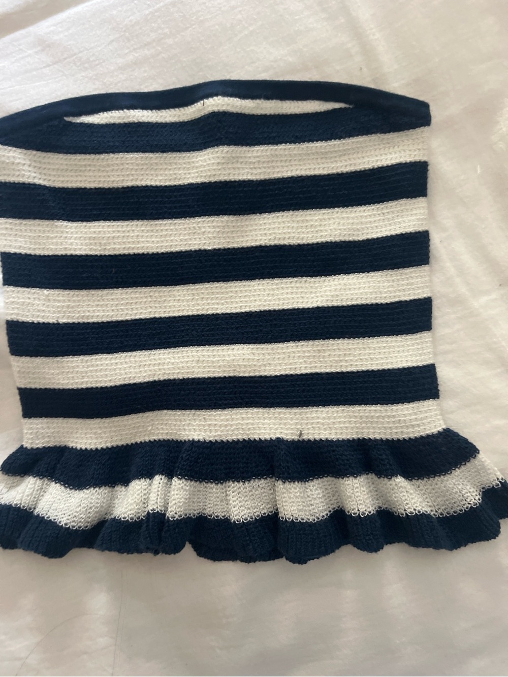 NWT American Eagle Navy & White Ruffle Knit Mini Skirt | Size Small